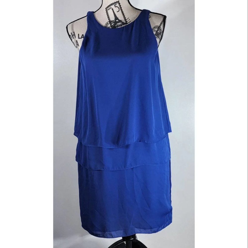 Charles Henry Dress Royal Blue Sleeveless tiered ruffle, Size Small NWOT